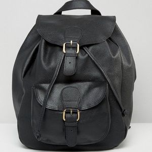ASOS 100% Leather Black Mini Backpack